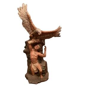 Vintage Native American Ceramic Bisque Eagle Painted 15”